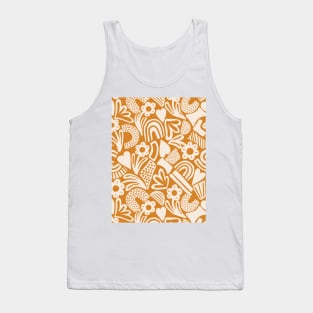 Tween spirit abstract flowers and rainbows in mustard yellow Tank Top